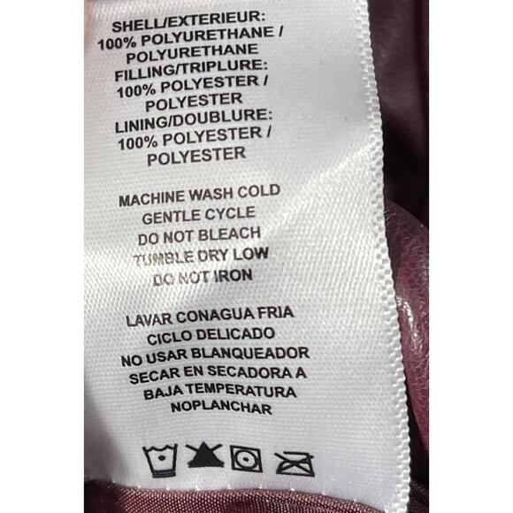 Vigoss Faux Leather Women’s Cropped Puffer Jacket In Burgandy Size L - Picture 3 of 4
